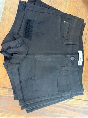KanCan Black Frayed Hem Girls' Denim Shorts